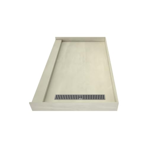 Redi Trench 36 In x 60 In Single Curb Tileable Shower Pan with Right Drain and Linear Brushed Nickel Grate - color: Right Drain, Single Curb, Brushed Nickel