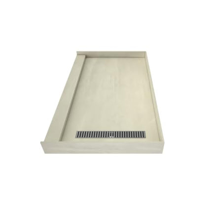 Redi Trench 36 In x 60 In Single Curb Tileable Shower Pan with Right Drain and Linear Brushed Nickel Grate - color: Right Drain, Single Curb, Brushed Nickel