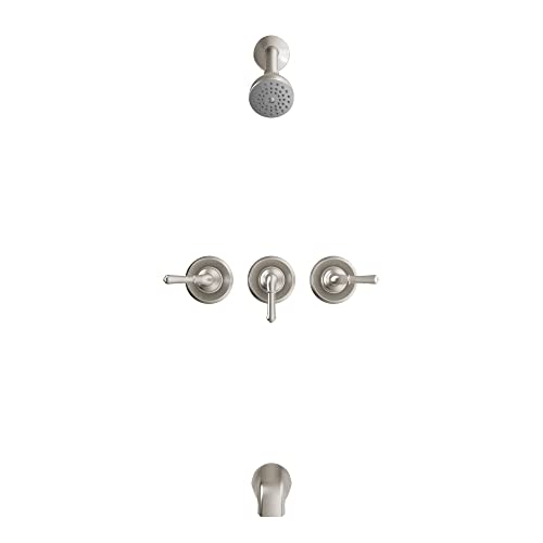 Olympia Faucets P-3230-BN Three Handle Tub/Shower Set, Tarnish Resistant PVD Brushed Nickel Finish - color: Brushed Nickel