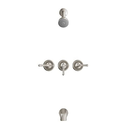 Olympia Faucets P-3230-BN Three Handle Tub/Shower Set, Tarnish Resistant PVD Brushed Nickel Finish - color: Brushed Nickel