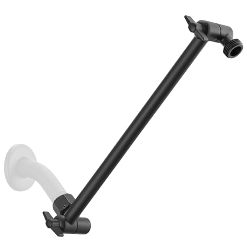 11 Inch Adjustable Shower Head Extension Arm With Locking Set Screw, Singing Rain 304 Stainless Steel Matt Black Angle Height Adjustable, Easy Install, G1/2 Universal Connector Compatible (Matt Black) - color: 3. Matte Black, style: 11 inch