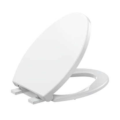 Toilet Seat Cover Elongated – Durable PP Toilet Seat with Slow Close Hinges, Easy Clean White Replacement for American Standard Toilets - color: White, size: Elongated Toilet Seat
