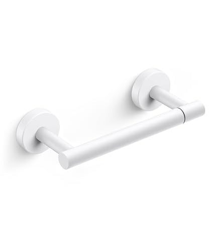 FORIOUS Commercial Toilet Paper Holder Wall Mount Bathroom Tissue Holder | White | SUS304 Stainless Steel Rustproof | Double Post Pivoting Toilet Paper Roll Holder | Screw-In | Round Base - color: White