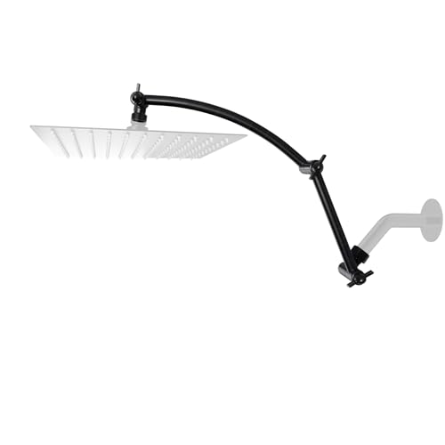 Hibbent All Metal 16'' Shower Head Extension Arm, Oil Rubbed Bronze | Solid Brass Adjustable Shower Arm with Lock Joint, Flexible Height & Angle, Universal Connection Shower Head Extender - color: Oil Rubbed Bronze, size: 16 Inch