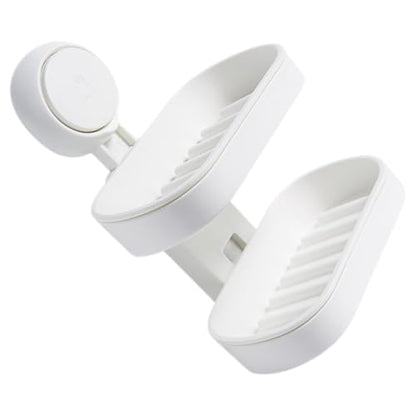 DOITOOL Double Layer Soap Dish Holder with Suction Cup Wall Mount Soap Box for Bathroom