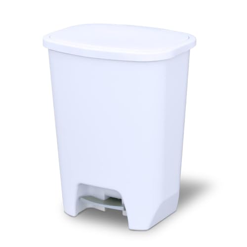 Glad 20 Gallon Trash Can with Clorox Odor Protection | Plastic Kitchen Waste Bin | Hands Free with Step On Foot Pedal and Garbage Bag Rings, White - color: White, size: 20 Gallon