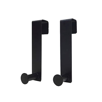 Metal Over The Cabinet Door Hooks, 2 Pack, Matte Black, Stainless Steel, Towel Holder for Kitchen, Bathroom, Bedroom - color: Black