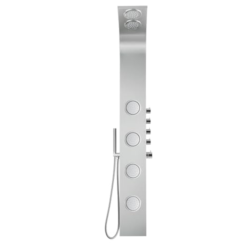 Blue Ocean 63" Stainless Steel SPS8863 Thermostatic Shower Panel Tower System vwith Rainfall Shower Head, Body Nozzles, and Handheld Shower Head, Shower Column - style: 63 inch with 4 Nozzle Sets