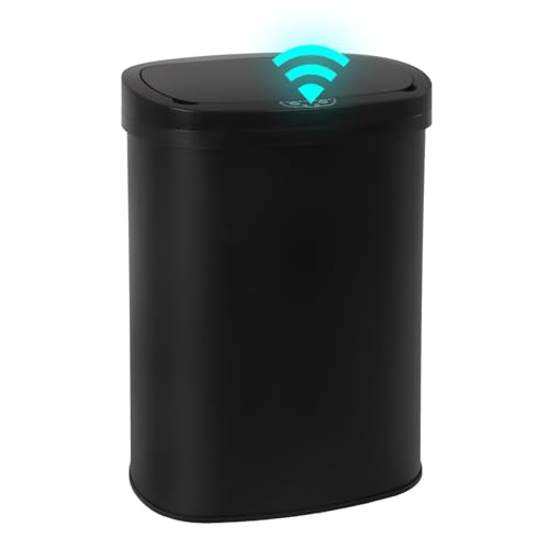 PayLessHere | 13 Gallon Stainless Steel Trash Can | Black | Automatic Touchless Lid with Motion Sensor | Kitchen Garbage Can with Waterproof Design | for Home, Office, Bathroom | Pack of 1 - color: Black Stainless Steel