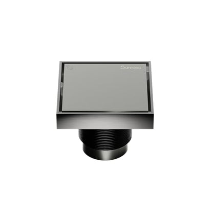 Sunrosa 4 Inch Square Shower Drain, Brushed Nickel, 304 Stainless Steel | Reversible Tile-insert Cover, For Bathroom Renovatio,PVD Coating, Press-to-lift Cover Design, One-piece Bent Design - color: Brushed Nickel, size: 4"×4"