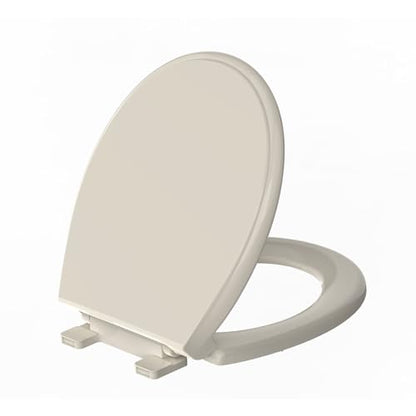 Round Toilet Seat Almond 16.5 Inch, Soft Close Toilet Seat, Quiet No Slam Toilet Lid, Easy Install & Quick Release, Durable PP Plastic, Easy Clean, Fits Most Standard Round Toilets, Almond - color: Almond, size: without toddler seat 1 Pack