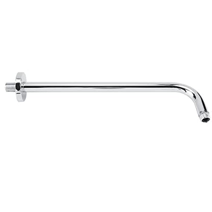 Yctze Extra Long Shower Arm with Wall Fixed Chrome Finish, Stainless Steel Rain Replacement Flange Set, 18in Extension Pipe for Rain Shower