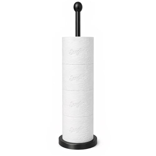 Songtec Toilet Paper Holder Stand, Black Floor Standing Tisse Roll Holder with Reserve for 4 Rolls, Compact Design Bathroom Toilet Paper Storage - Black - color: Black