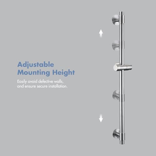 Shower Slide Bar 30-Inch with Adjustable Handheld Shower Head Holder for Bathroom Drill-free Mounted SUS 304 Stainless Steel (Brushed Nickel)