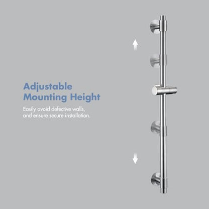Shower Slide Bar 30-Inch with Adjustable Handheld Shower Head Holder for Bathroom Drill-free Mounted SUS 304 Stainless Steel (Brushed Nickel)