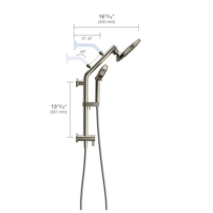 Kohler HydroRail 3-in-1 Multifunction Shower System, Brushed Nickel, with Handshower, Slidebar, 60" Hose, 5 Spray Functions, 1.75 GPM