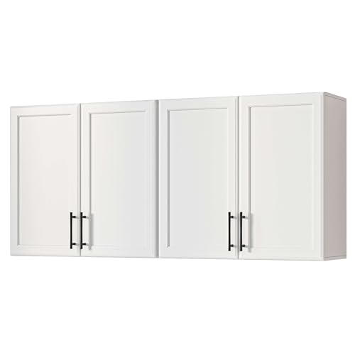Furnaza 48" W Wall Cabinets for Laundry Room with Adjustable Shelf | White Upper Kitchen Wall Mounted Cabinets With Two Shaker Doors for Bathroom,Garage,12"D x 22"H,Floating Hanging Storage - size: 48"W