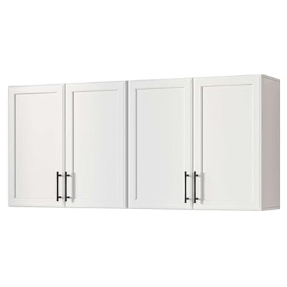 Furnaza 48" W Wall Cabinets for Laundry Room with Adjustable Shelf | White Upper Kitchen Wall Mounted Cabinets With Two Shaker Doors for Bathroom,Garage,12"D x 22"H,Floating Hanging Storage - size: 48"W