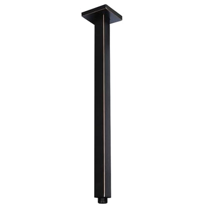Oil Rubbed Bronze Shower Arm with Flange and Teflon Tape for High Ceiling Fixed Rain Showerhead, Universal Connection 16-inch Square Straight Shower Head Extender Extension Pipe, 304 Stainless Steel - color: Oil Rubbed Bronze, style: 16inch