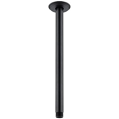 12 Inch Matte Black Ceiling Mounted Shower Arm for Rain Shower Head | Shower arm and flange - color: Black, size: 12 Inches
