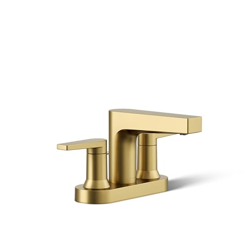 KOHLER K-97031-4-2MB Taut Centerset Bathroom Sink Faucet, 1.2 GPM, Two-Handle Faucet, Minimalist Design, Corrosion Resistant, Vibrant Brushed Moderne Brass - color: Vibrant Brushed Moderne Brass