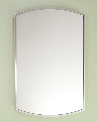 16x20 Harper Crescent Metal Framed Rectangle Recessed Bathroom Medicine Cabinet, Arced Mirror, 14x18 in-Wall Opening, Adjustable Glass Shelves, Magnet Close, Brushed Nickel - color: Brushed Nickel, size: 16x20