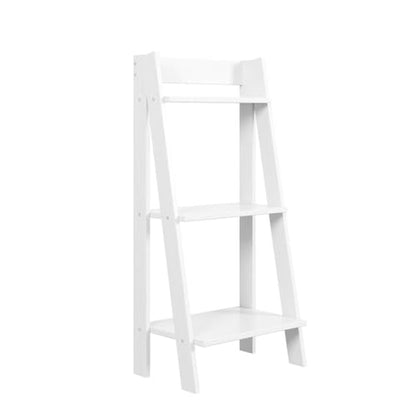 Pemberly Row Solid Wood Ladder Bookcase, 3-Shelves, 36.3 in Tall, White Finish, Freestanding Modern Design for Bathroom, Kitchen, Living Room, Home Office or Bedroom Decor