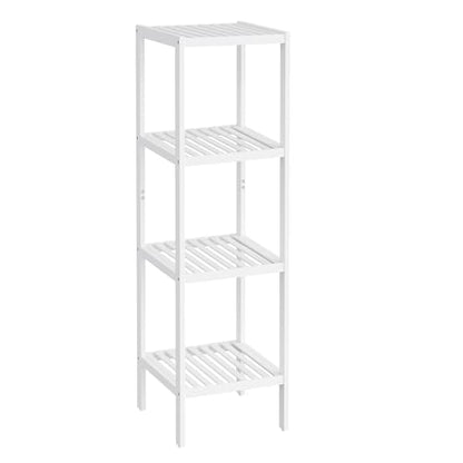 SONGMICS Bamboo Storage Shelf, 4-Tier Shelving Unit, Multifunctional, in the Entryway, Bathroom, Living Room, Balcony, Kitchen, 13 x 13 x 38.6 Inches, Cloud White UBCB054W01 - color: Cloud White, size: 4 Tiers (13"D x 13"W x 38.6"H)