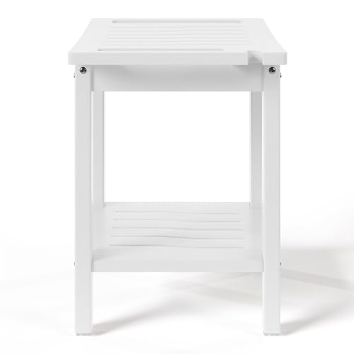 Sage HDPE Poly Plastic Waterproof Bathroom Shower Bench, White - color: White