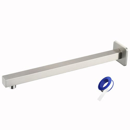 Shower Arm with Flange, 16 Inches Wall Mount Square Straight Extension Arm, Replacement of Fixed Rain Shower Head Pipe, Brushed Nickel - color: Brushed Nickel