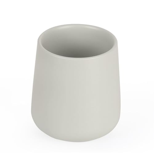 INGOFIN Ceramic Toothbrush Holder, 12 oz Grey Bathroom Toothpaste Cup | Toothbrush and Toothpaste Holder Cup for Bathroom Vanity and Hotel Countertop Organizer, for Cosmetic Makeup Office Pencils - color: Light Grey