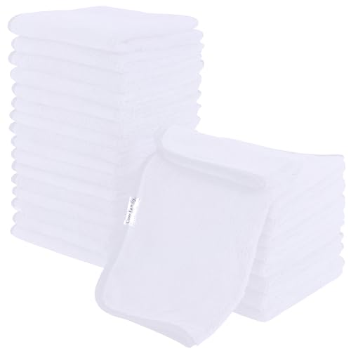 Cosy Family 24 Pack Soft Washcloths Set - 12 x 12 inches, Quick Drying - Highly Absorbent Coral Velvet Fingertip Towel Bathroom Wash Clothes for Bath, Spa, Facial, Kitchen - White - color: White, size: Washcloths (Pack of 24)