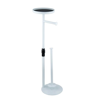 Toilet Paper Holder Stand, Bright White, Adjustable Height and Heavy, Floor Standing, Storages 4 Reserve Rolls, with Top Storage Shelf - color: Bright White