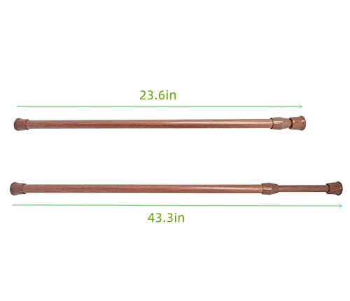 4 Pack Spring Tension Curtain Rod, 23.6-43.3 Inches Tension Rods Cupboard Bars Adjustable Spring Steel Tensions Rod Shower Rod Closet Rod - color: Wood Grain, size: 23.6-43.3 inch