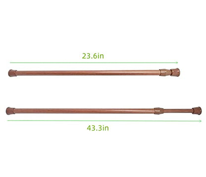 4 Pack Spring Tension Curtain Rod, 23.6-43.3 Inches Tension Rods Cupboard Bars Adjustable Spring Steel Tensions Rod Shower Rod Closet Rod - color: Wood Grain, size: 23.6-43.3 inch