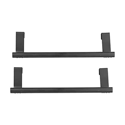 GOTOTOP Black Towel Holder Rack, 430 Stainless Steel Cabinet Door Towel Bar 23CM, No Drill Over Door Design, Space Saving for Bathroom Kitchen Home Hotel Hand or Dish Towels (23CM) - size: 23CM