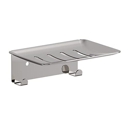 Soap Dish for Shower, 4 Slot Self-Adhesive Soap Holder for Bathroom, Wall Mounted Shower Soap Holder with Hook, Stainless Steel Soap Tray Reflective Silver - color: Silver Hook 1pack