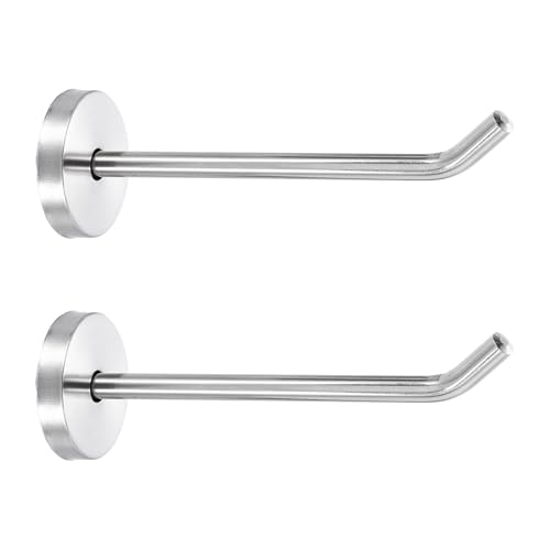 uxcell 2Pcs 4.7 Inch Coat Hooks, Stainless Steel Long Nose Wall Mount Hook, Robe Towel Hangers with Screws for Livingroom Bathroom Closets and Wardrobe, Silver Tone - color: Silver Tone, size: 4.7 Inch