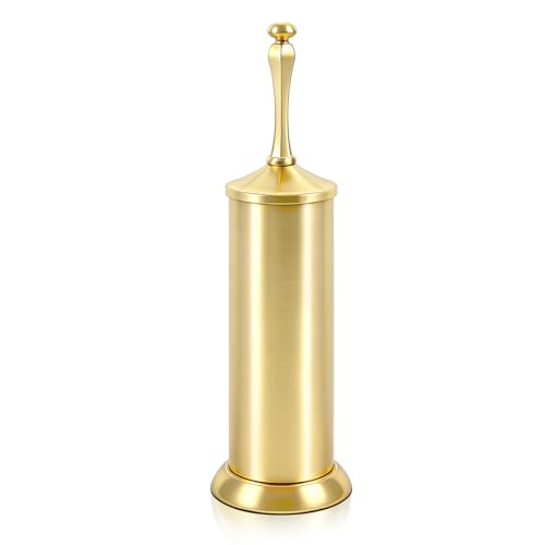 Brushed Gold Toilet Brush and Holder，Extra Long Handled Toilet Brush for Bathroom，Stainless Steel Heavy Duty Toilet Bowl Brush,Deep Cleaning Modern Toilet Cleaner Brush -Space Saving, Covered Brush - color: Brushed Gold