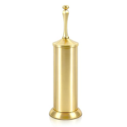 Brushed Gold Toilet Brush and Holder，Extra Long Handled Toilet Brush for Bathroom，Stainless Steel Heavy Duty Toilet Bowl Brush,Deep Cleaning Modern Toilet Cleaner Brush -Space Saving, Covered Brush - color: Brushed Gold