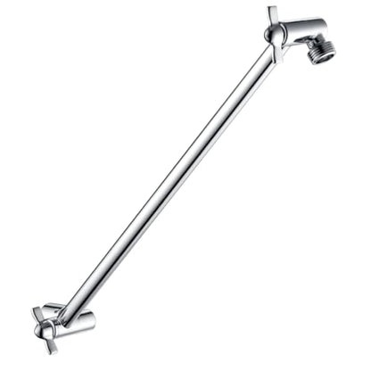 BRIGHT SHOWERS 15 Inch Extra Long Shower Head Extension Arm, Solid Brass Shower Arm Extender with Locking Screw for Rain and Handheld Showerhead, Height & Angle Adjustable, Chrome - color: Chrome, style: 15 Inch