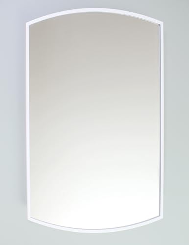 16x20 Harper Crescent Metal Framed Rectangle Recessed Bathroom Medicine Cabinet, Arced Mirror, 14x18 in-Wall Opening, Adjustable Glass Shelves, Magnet Close, White - color: White, size: 16x20