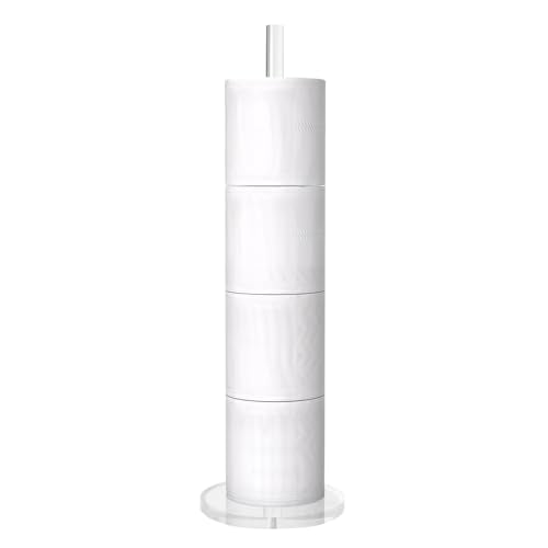Acrylic Freestanding Toilet Paper Roll Holder, Clear, Modern Style, 20x6 Inches