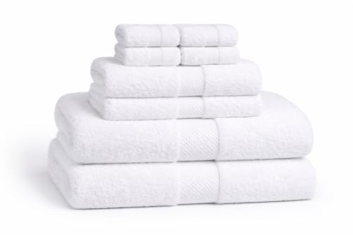 Lux Collection 8-Piece Luxury Towel Set, 100% Ring Spun Cotton, 400 GSM, White, Super Absorbent, Quick-Dry, 2 Bath, 2 Hand, 4 Washcloths