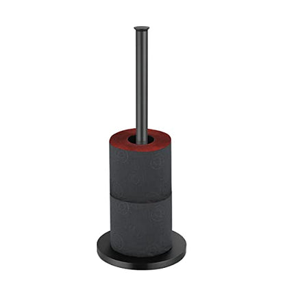 JQK Toilet Paper Storage Stand Matte Black, 304 Stainless Steel Thicken 0.8mm Tissue Reserve Holder 3 Rolls Dispenser for Bathroom, TPS180-PB - color: Black & Black Base