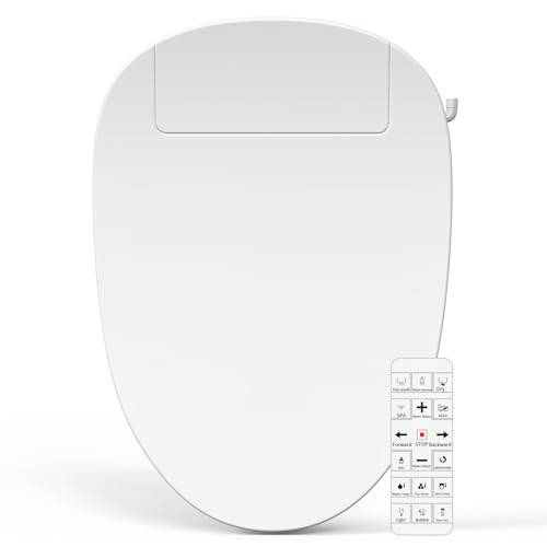 Electric Bidet Toilet Seat for Elongated Toilets, Heated Seat with Unlimited Warm Water Wash, Warm Air Dryer, Adjustable Water Pressure & Temperature, Stainless Steel Nozzle, Easy DIY Installation