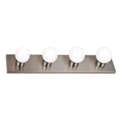 Design House 519298 Contemporary 4-Light Indoor Vanity Light Dimmable for Bathroom Bedroom Vanity Makeup, Satin Nickel - color: Satin Nickel