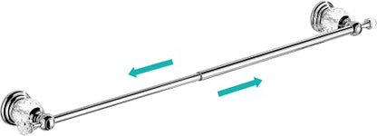 WINCASE Chrome Towel Bar 24 Inch, Adjustable Crystal Towel Rack, Silver Single Towel Holder for Bathroom Wall Mounted Modern - color: Chrome Towel Bar