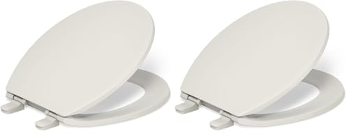 KOHLER K-4775-47 Brevia Round Toilet Seat with Quick-Release Hinges And Quick-Attach Hardware For Easy Clean, Almond (Pack of 2) - color: Almond, size: Round (Pack of 2)