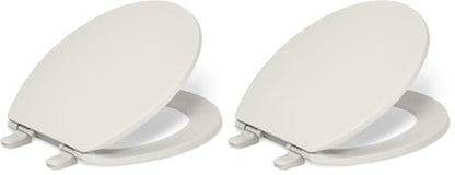 KOHLER K-4775-47 Brevia Round Toilet Seat with Quick-Release Hinges And Quick-Attach Hardware For Easy Clean, Almond (Pack of 2) - color: Almond, size: Round (Pack of 2)